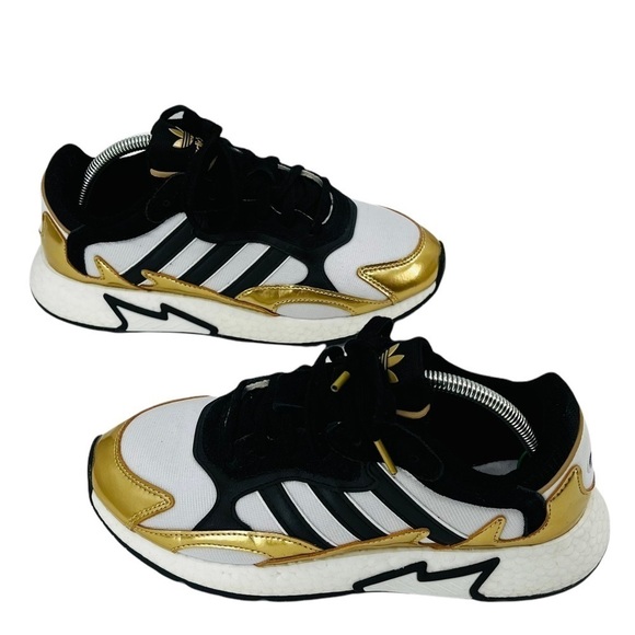 ADIDAS Tresc Run Black & Metallic Gold 90’s Inspired Design Sneakers Size 7M/8W - Picture 2 of 7